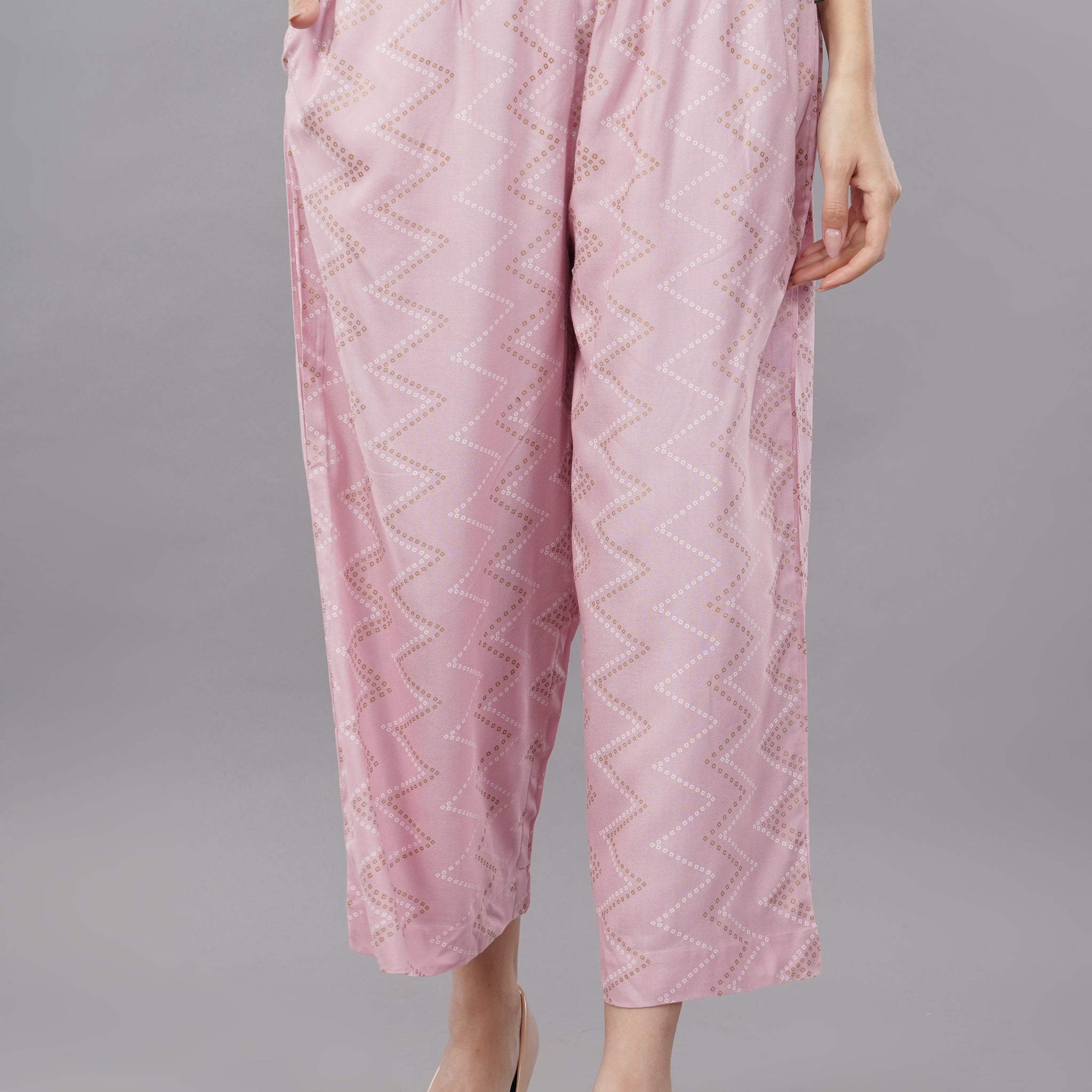 Grey Printed Rayon Regular Fit Women's Palazzo