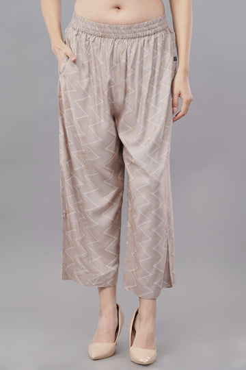 Purple Printed Rayon Regular Fit Women's Palazzo