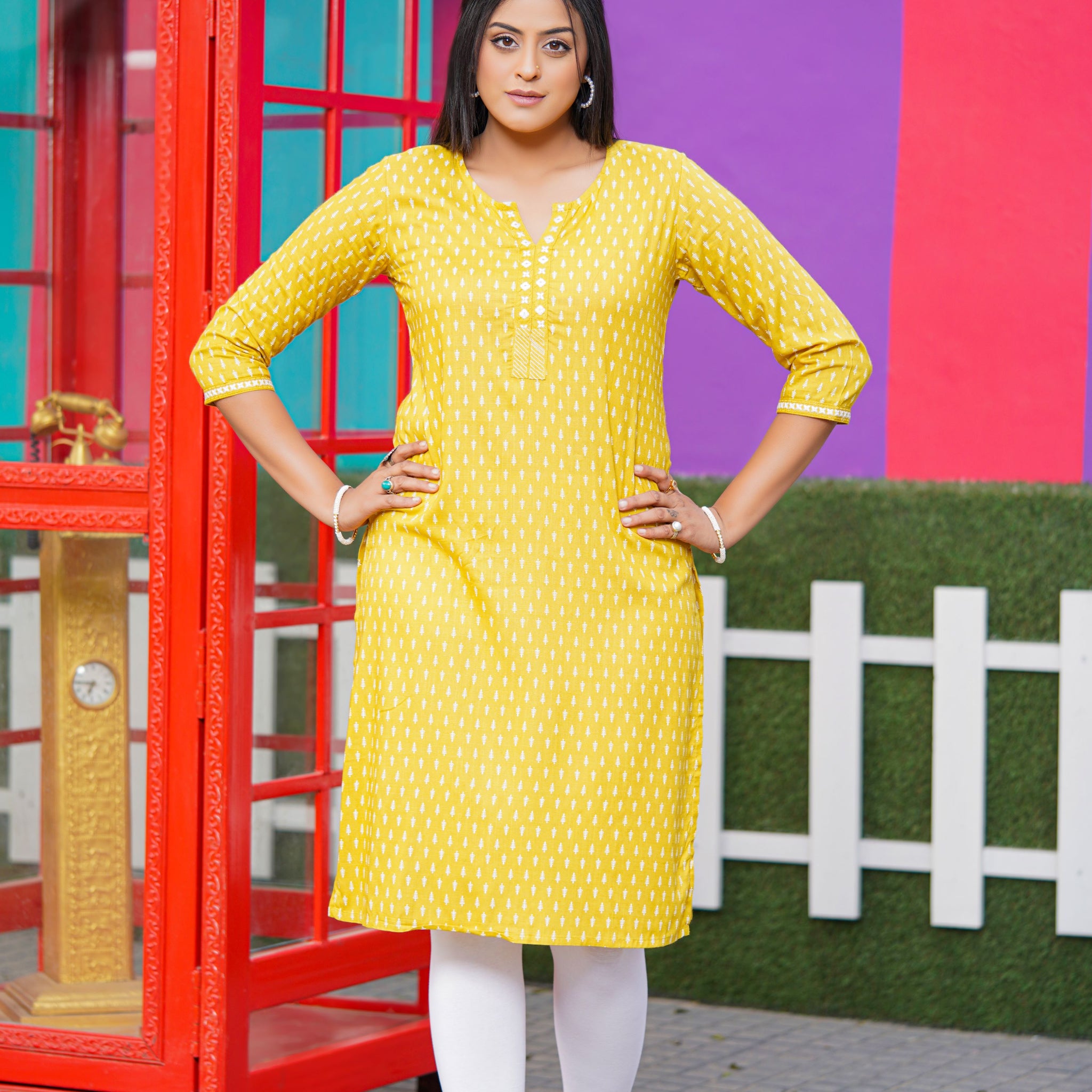 Leaf Print Straight Kurta