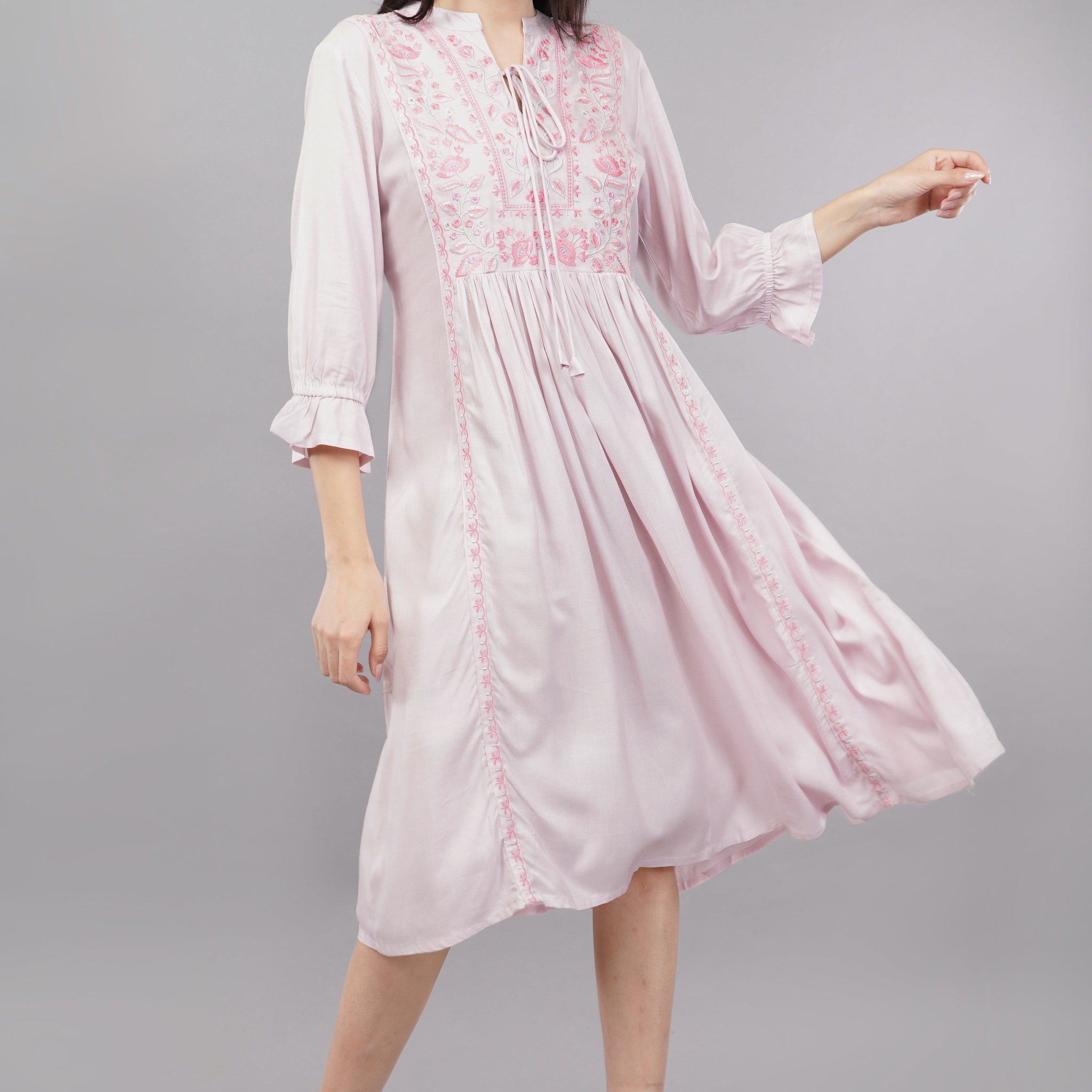 Women Pink Embroidered Kurta