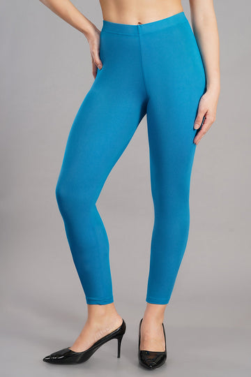 Shruthi Ankle Length Leggings with elasticated Waist||T BLUE