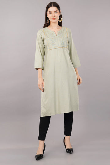 Embroidered Yoke Straight Kurta